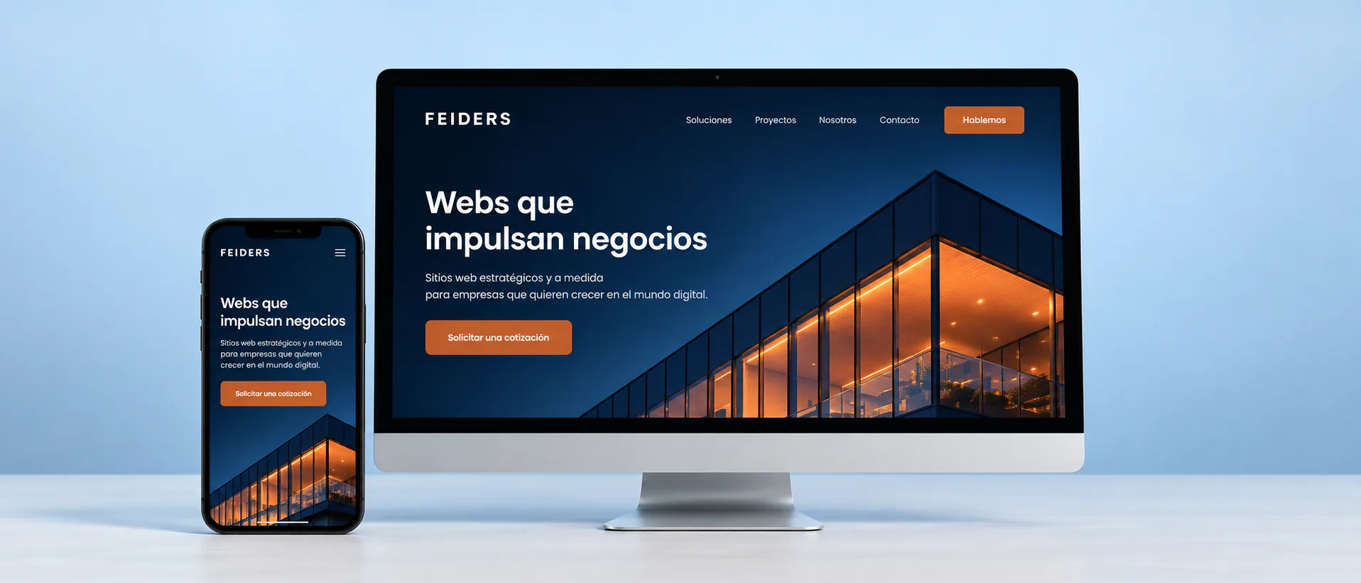 Web empresarial FEIDERS vista en ordenador y móvil