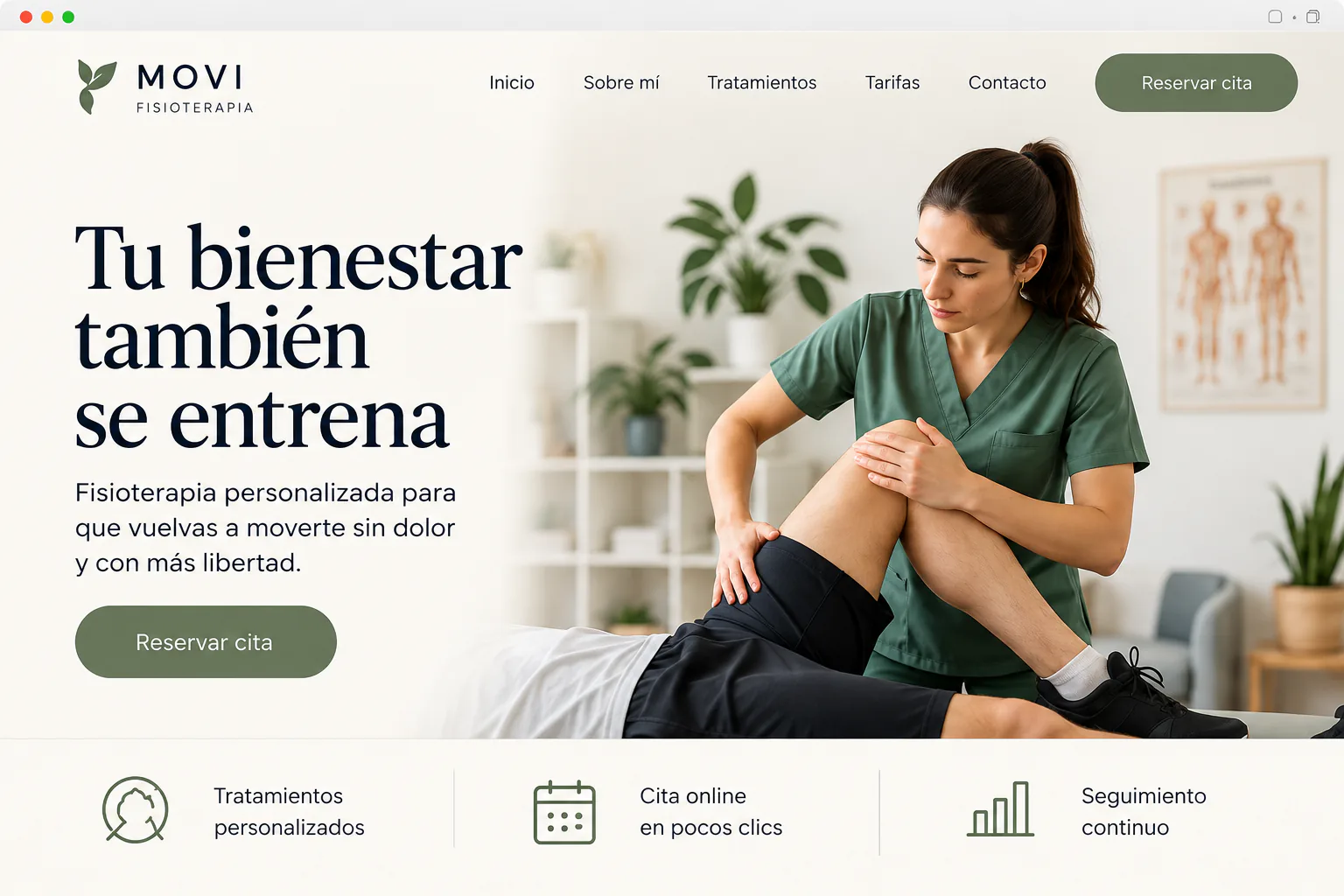 Ejemplo ilustrativo de web para fisioterapeuta