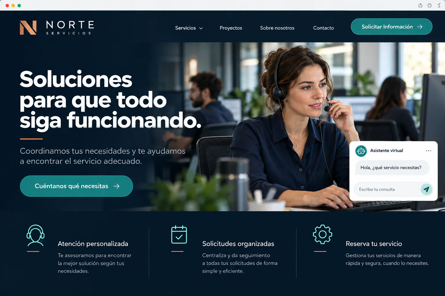 Ejemplo ilustrativo de web para empresa de servicios